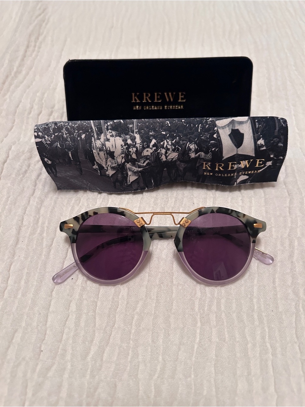 KREWE Round Sunglasses with Tortoiseshell Frame